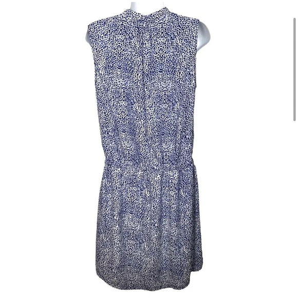 Hilary Radley sleeveless drawstring shift dress navy blue white cheetah - Size 2 - Picture 2 of 10